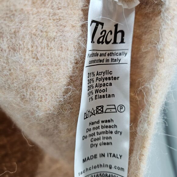 Tach Clothing Cardigan Tan Amira Alpaca Wool Fuzzy Knit Button Pockets Size S - Picture 5 of 6